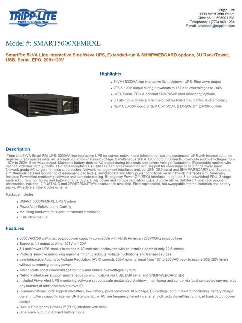 Tripp Lite SMART5000XFMRXL User manual Tripp Lite SMART5000XFMRXL User manual
