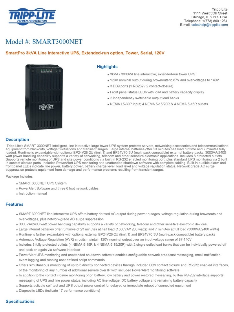 Tripp Lite SMART3000NET User manual