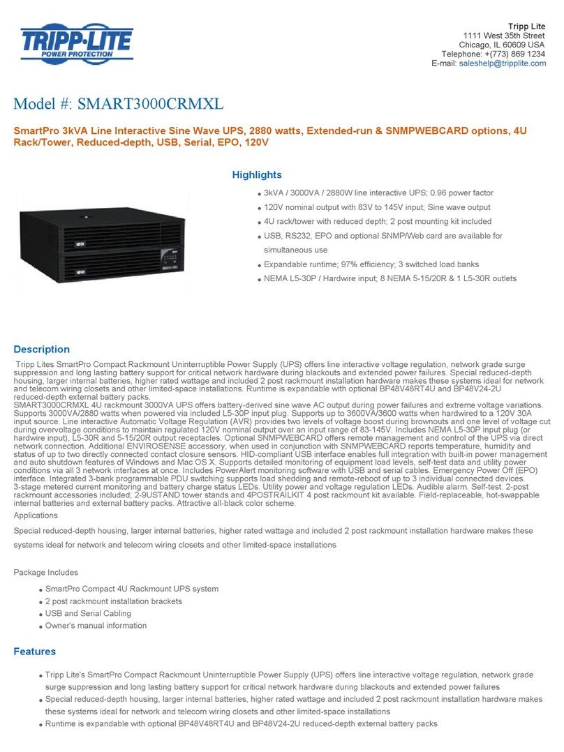 Tripp Lite SMART3000CRMXL User manual Tripp Lite SMART3000CRMXL User manual