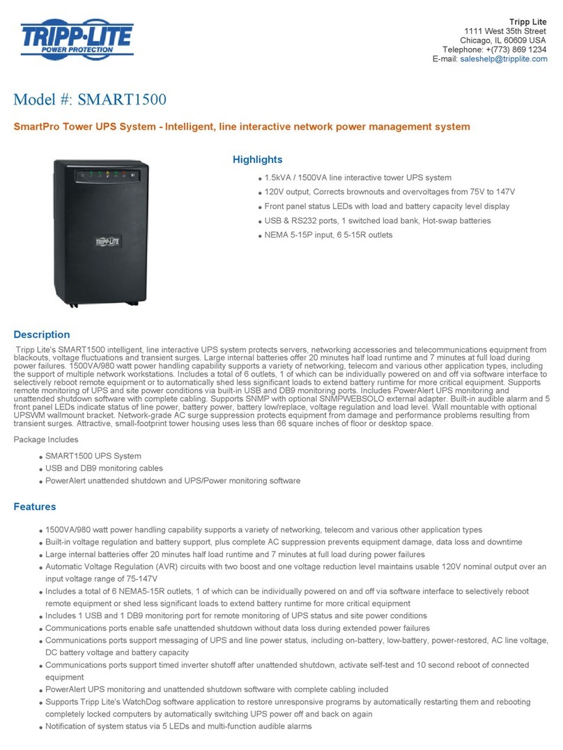 Tripp Lite SmartPro SMART1500 User manual