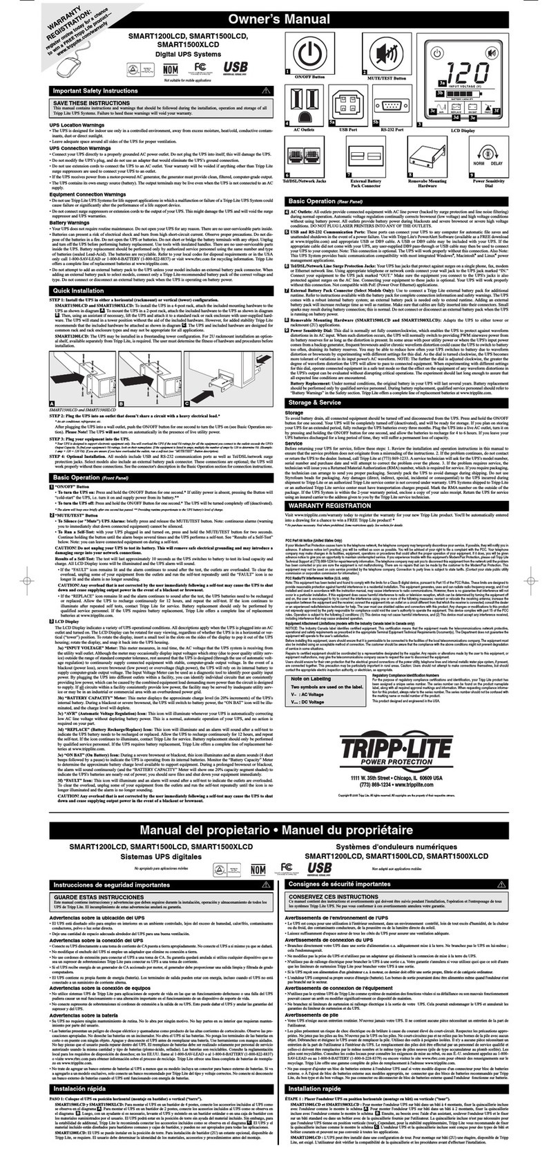 Tripp Lite SMART1200LCD User manual