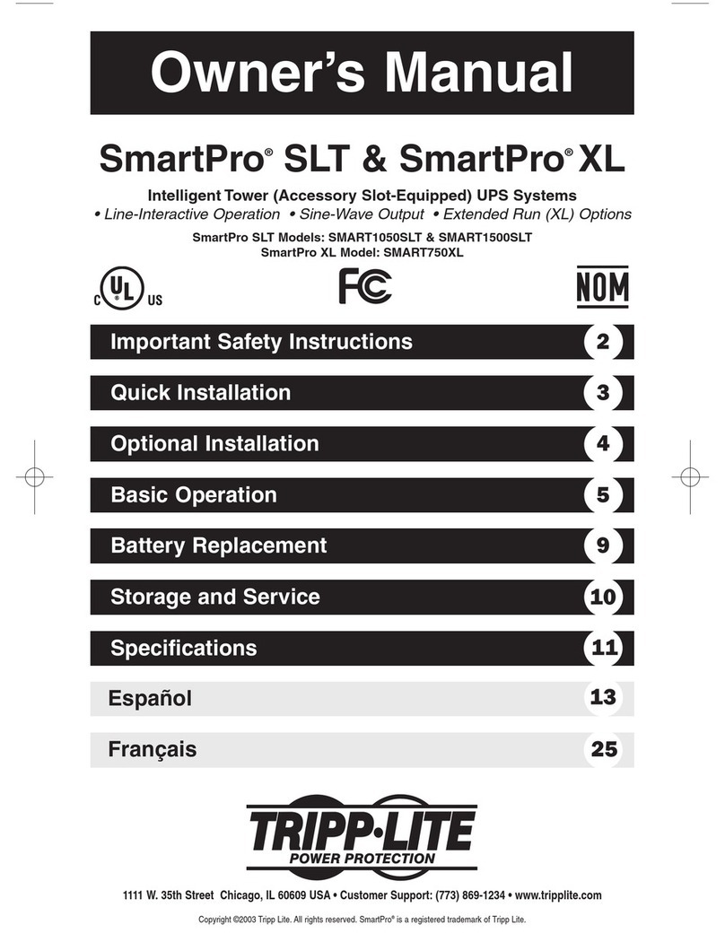 Tripp Lite SmartPro SMART1050SLT owner's manual