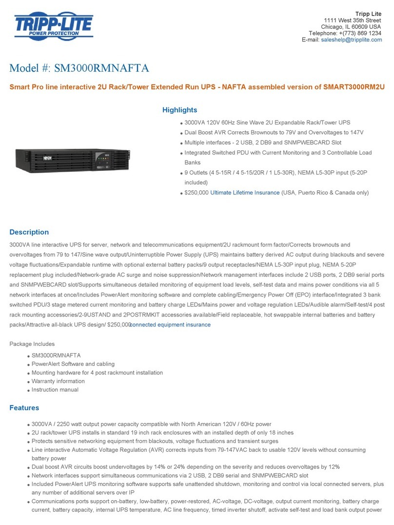 Tripp Lite SM3000RMNAFTA User manual