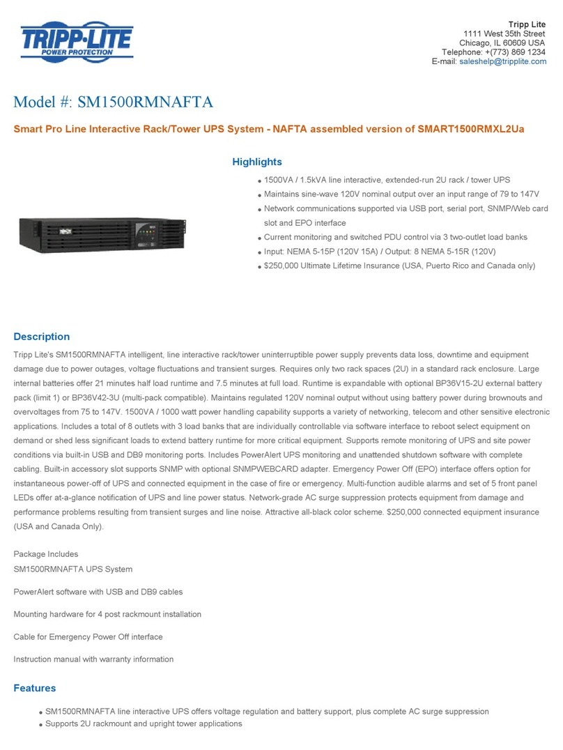 Tripp Lite SM1500RMNAFTA User manual
