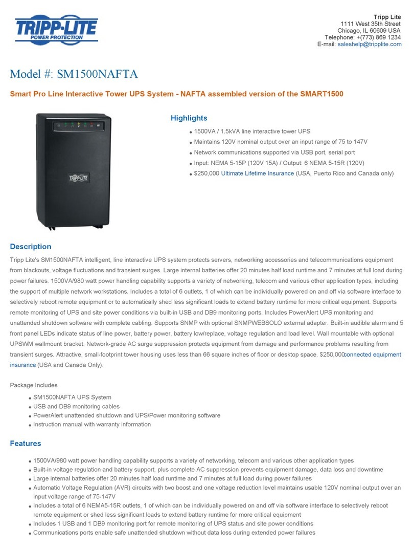 Tripp Lite SM1500NAFTA User manual