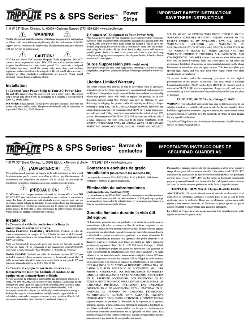 Tripp Lite 200401086 User manual Tripp Lite 200401086 User manual