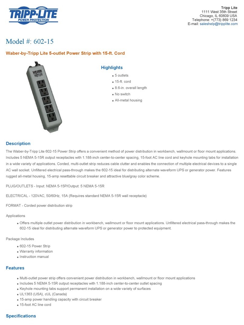 Tripp Lite 602-15 Specification sheet