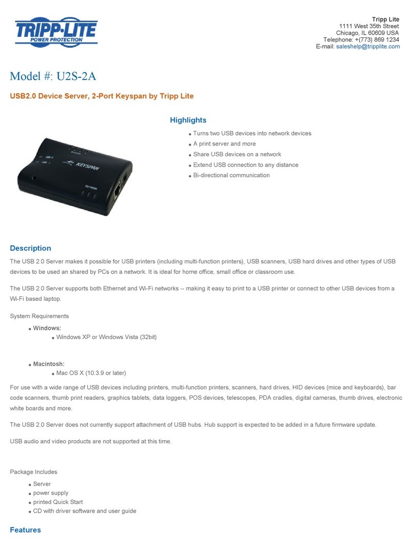 Tripp Lite U2S-2A Specifications