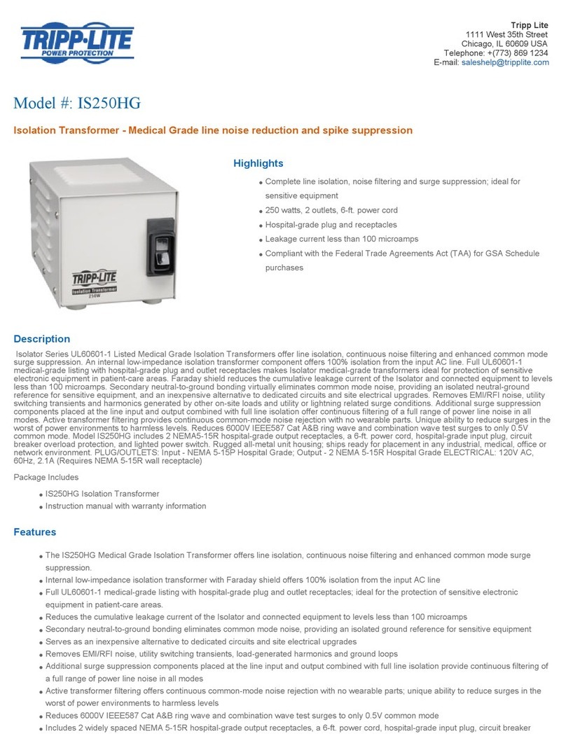 Tripp Lite is250hg Specification sheet