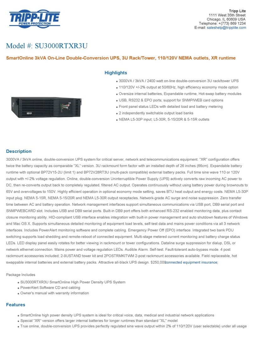 Tripp Lite SmartOnline SU3000RTXR3U User manual