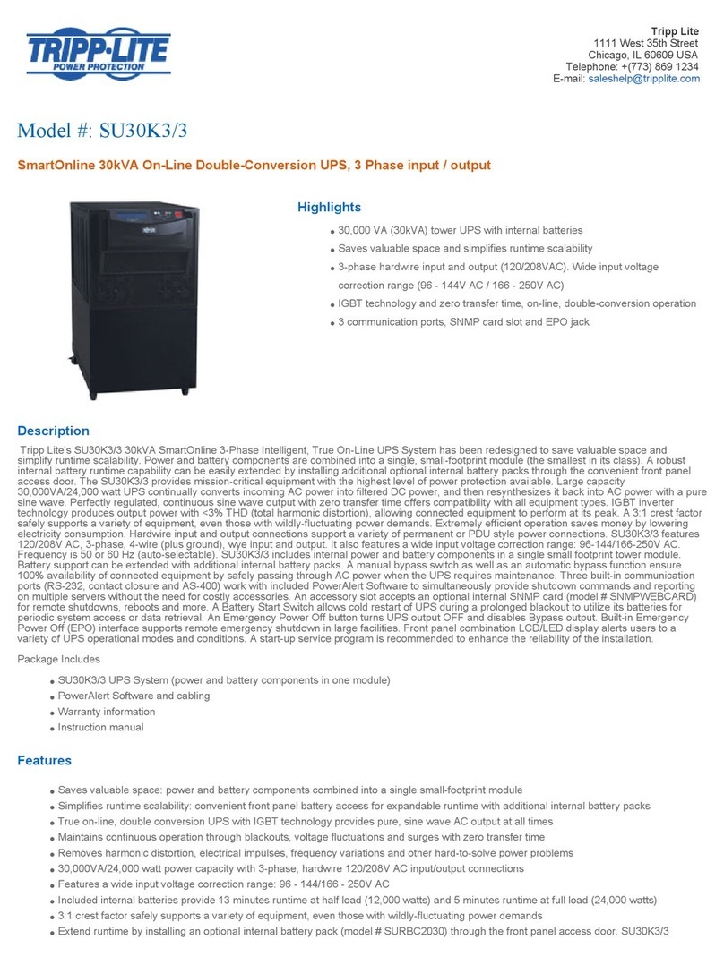 Tripp Lite SmartOnline SU30K3/3 User manual