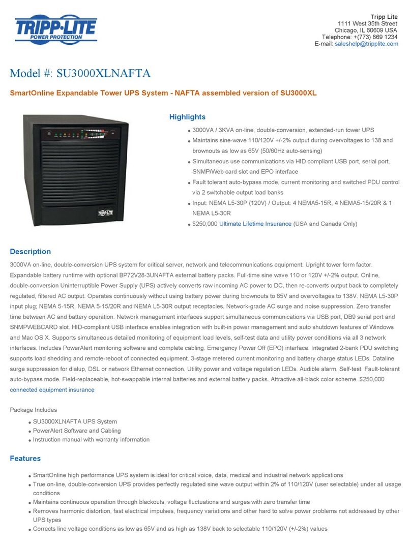 Tripp Lite SmartOnline SU3000XLNAFTA User manual
