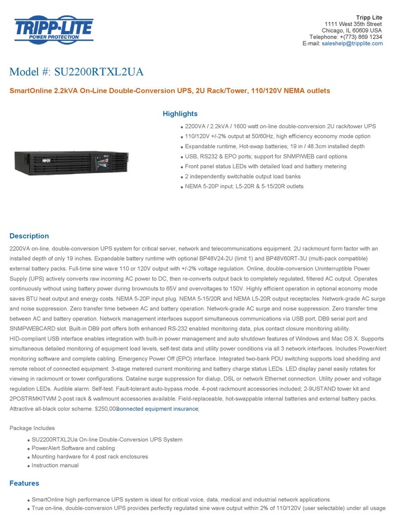 Tripp Lite SmartOnline SU2200RTXL2UA User manual