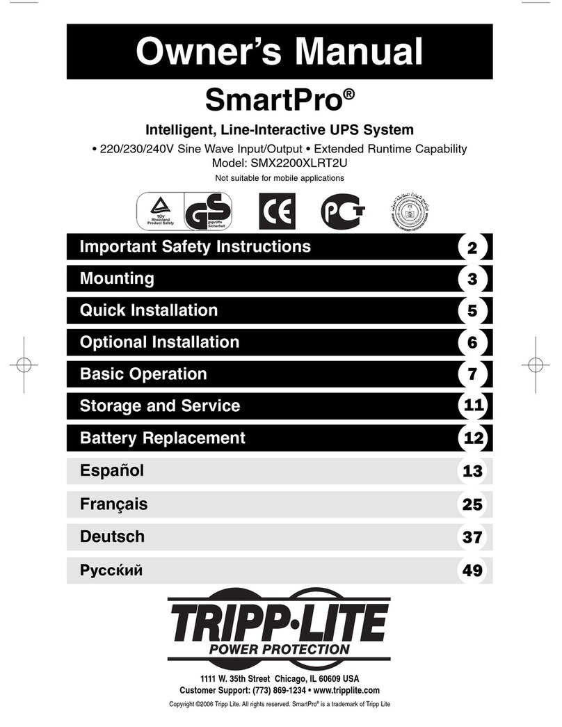 Tripp Lite SmartPro SMX2200XLRT2U owner's manual