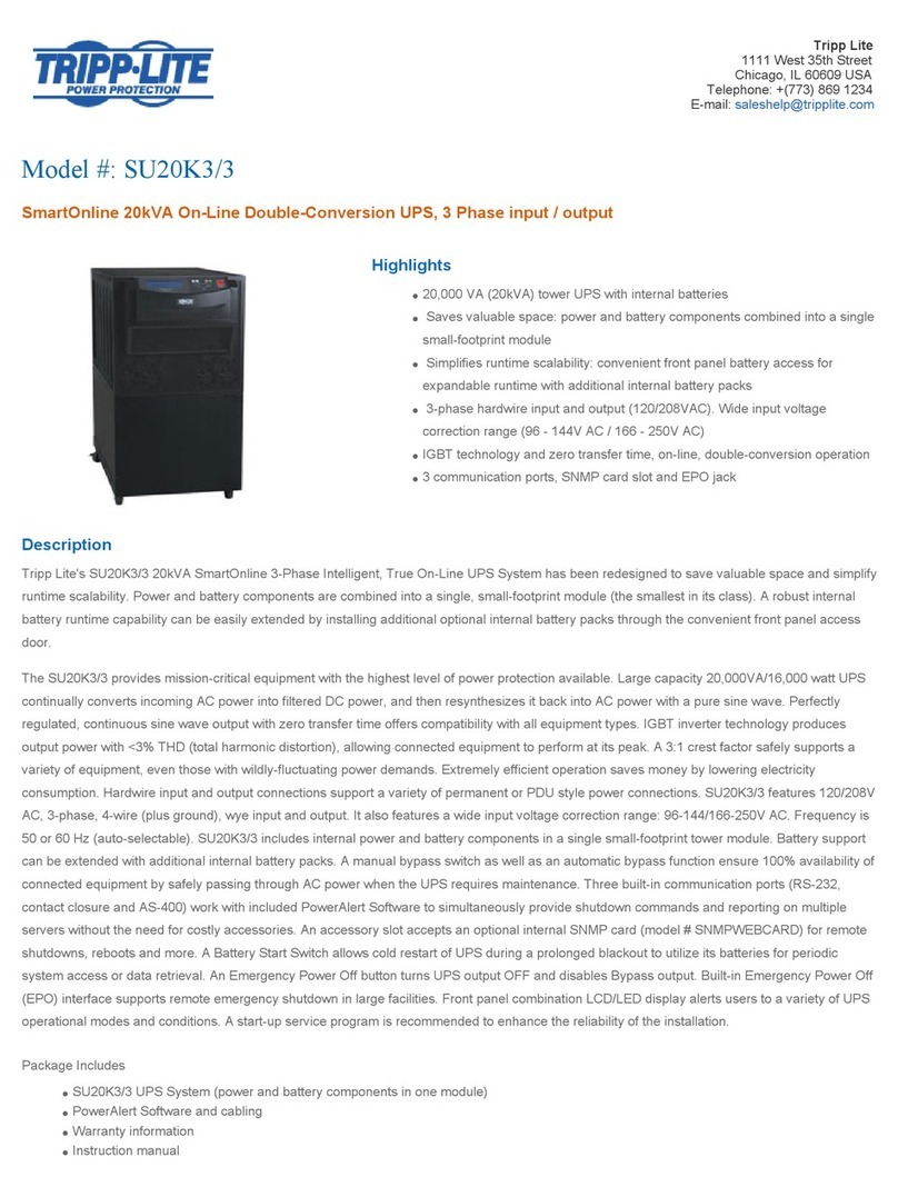 Tripp Lite SmartOnline SU20K3/3 Specifications