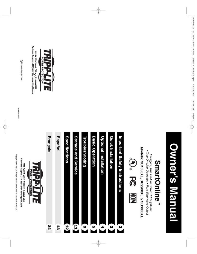 Tripp Lite SmartOnline SU1000XL owner's manual