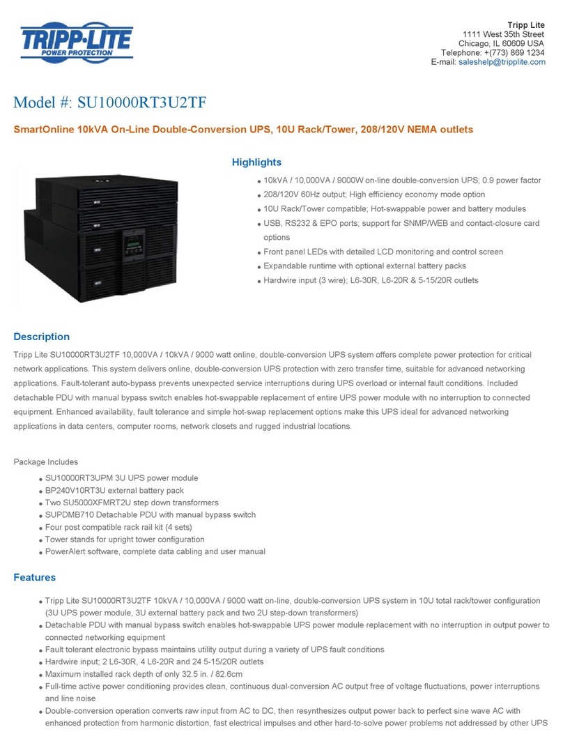Tripp Lite SmartOnline SU10000RT3U2TF User manual