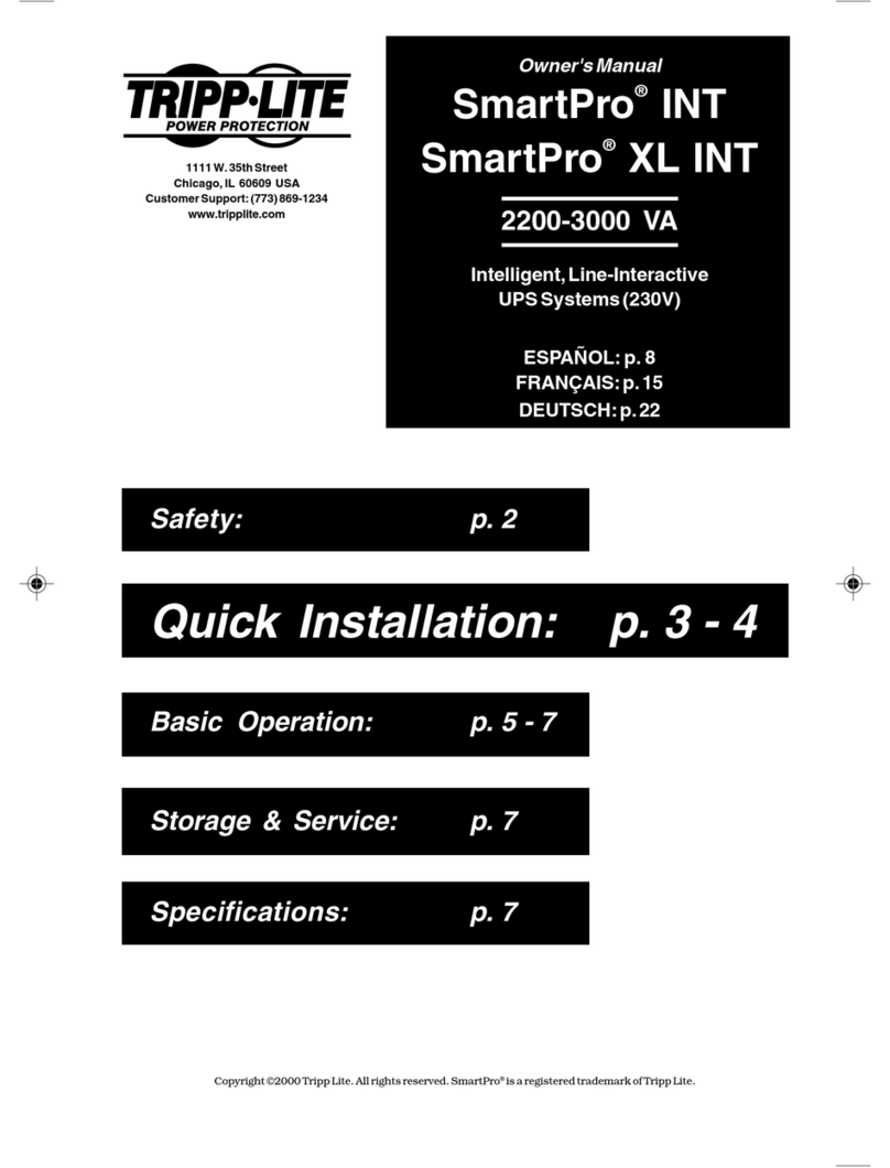 Tripp Lite SmartPro XL INT User manual Tripp Lite SmartPro XL INT User manual