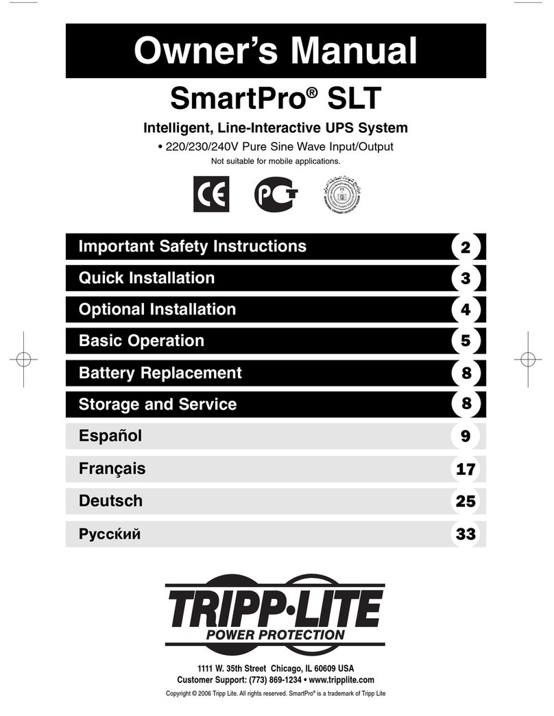 Tripp Lite SmartOnline 220/230/240V Input/Output User manual