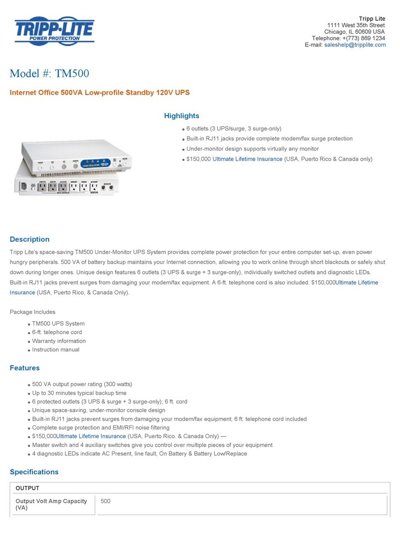 Tripp Lite TM500 User manual