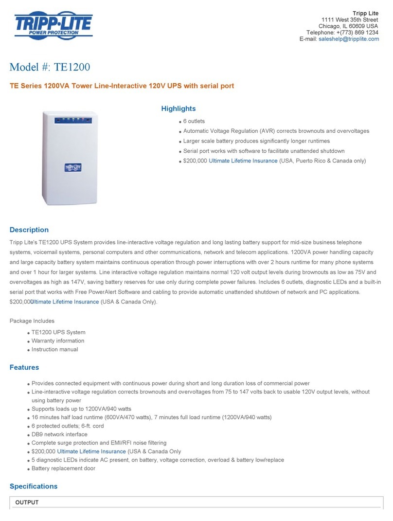 Tripp Lite TE1200 User manual