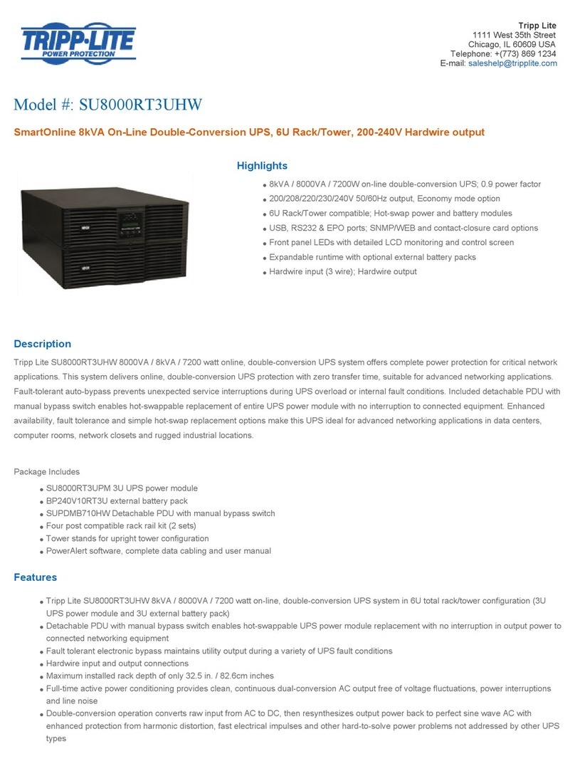 Tripp Lite SmartOnline SU8000RT3UHW User manual
