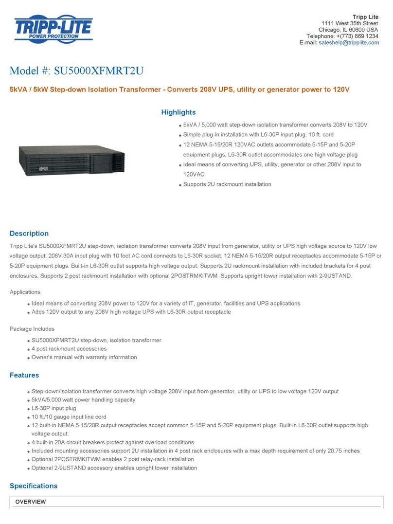 Tripp Lite SU5000XFMRT2U User manual