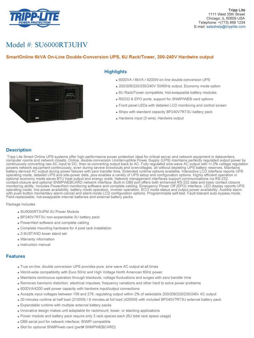 Tripp Lite SmartOnline SU6000RT3UHV Specifications