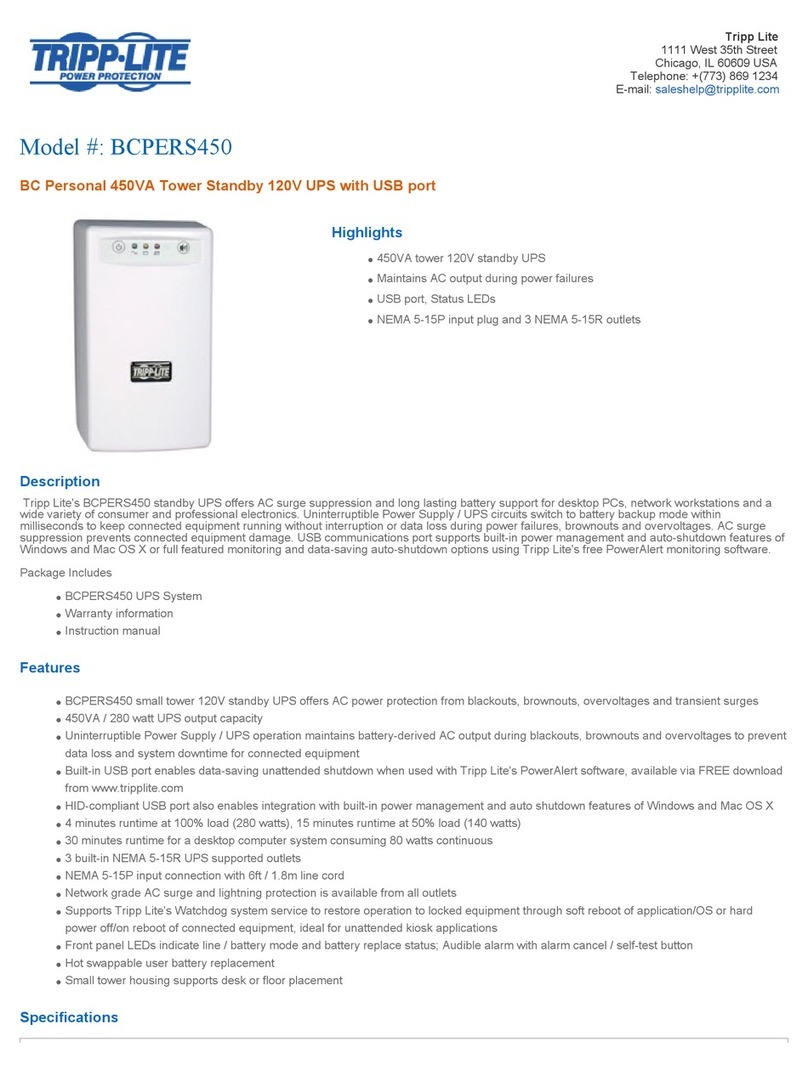 Tripp Lite BCPERS450 User manual
