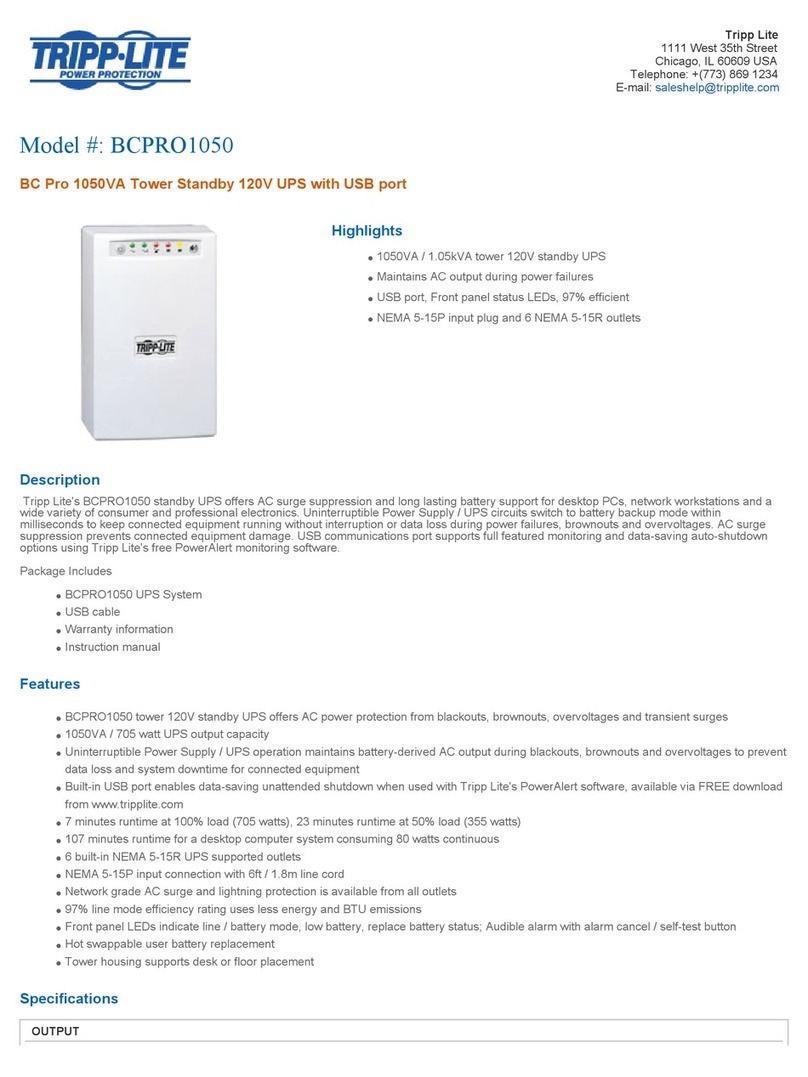 Tripp Lite BCPRO1050 User manual