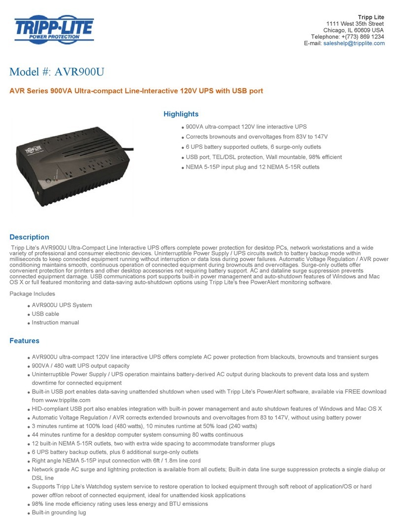 Tripp Lite BC350 Specifications