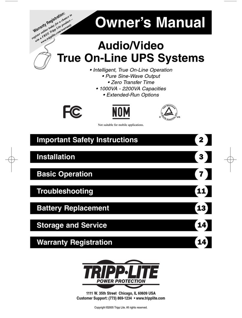 Tripp Lite Audio/Video On-Line UPS System User manual