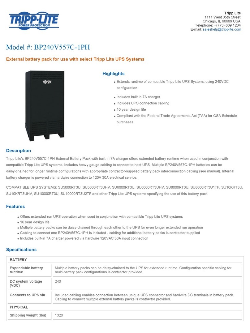 Tripp Lite External Battery Pack BP240V557C-1PH User manual