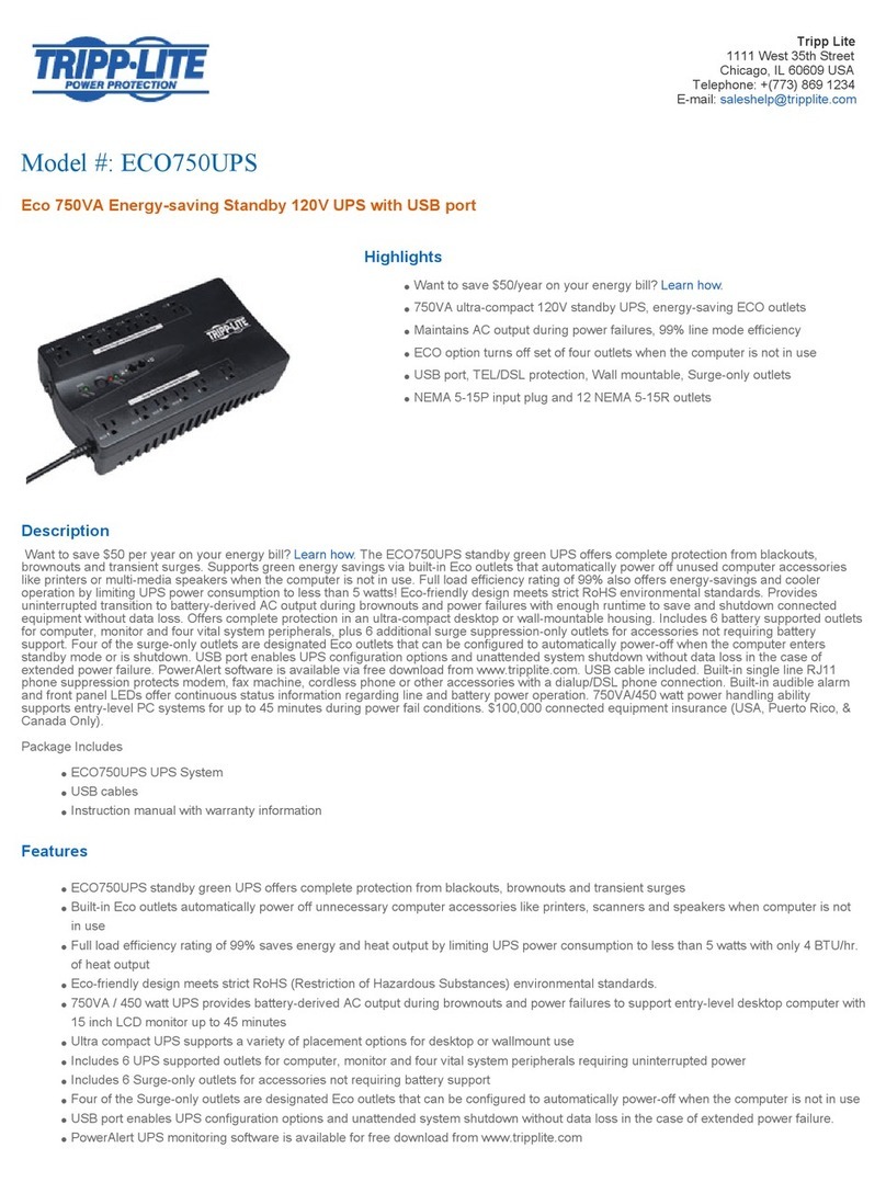 Tripp Lite ECO750UPS User manual