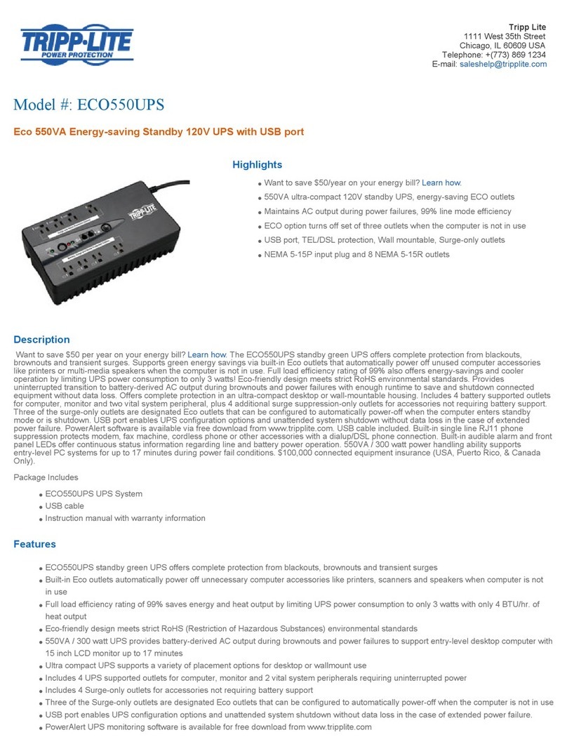 Tripp Lite ECO550UPS User manual
