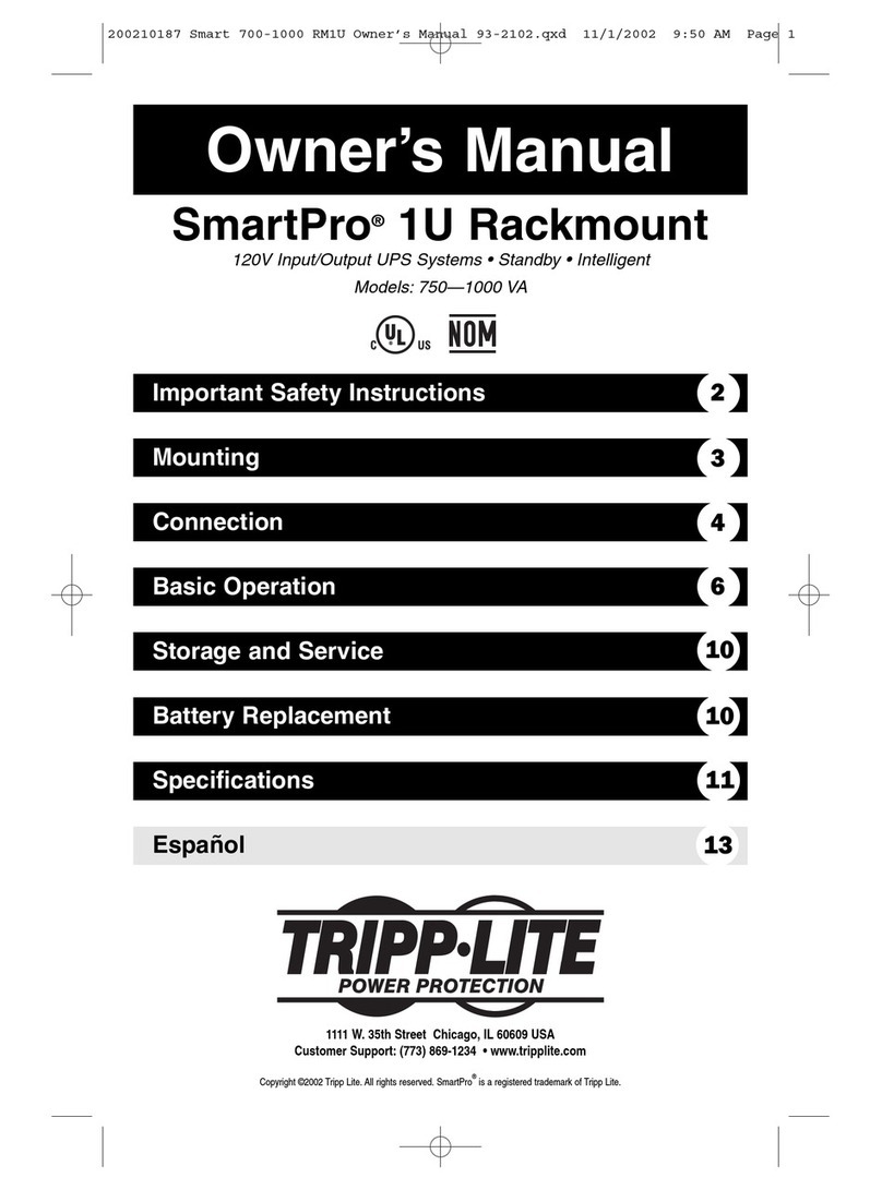 Tripp Lite 1000 VA owner's manual