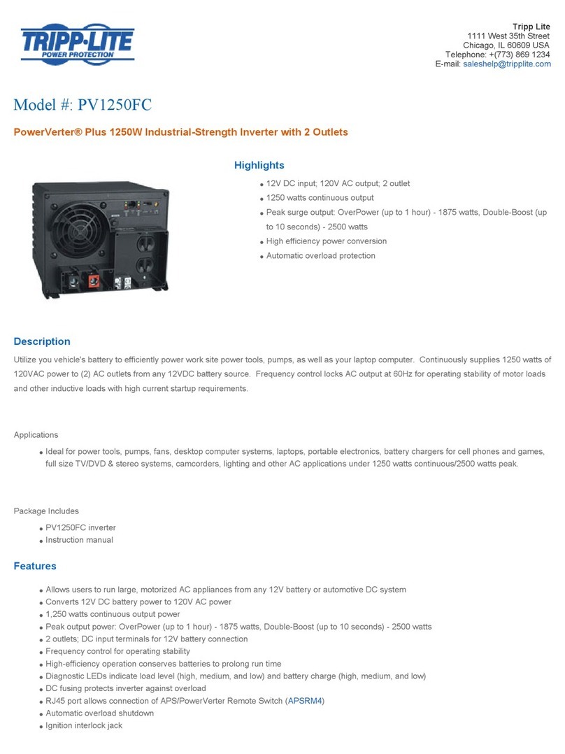 Tripp Lite PowerVerter PV1250FC User manual Tripp Lite PowerVerter PV1250FC User manual