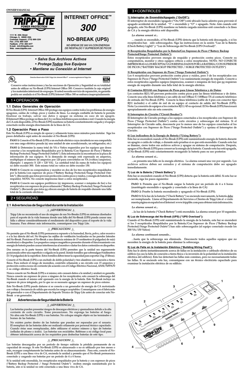 Tripp Lite INTERNET OFFICE 300 User guide Tripp Lite INTERNET OFFICE 300 User guide
