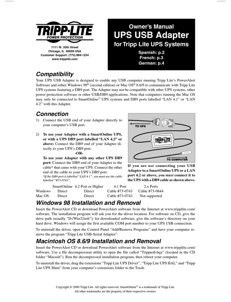 Tripp Lite UPS USB Adapter owner's manual