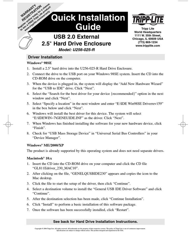 Tripp Lite U256-025-R Quick installation guide