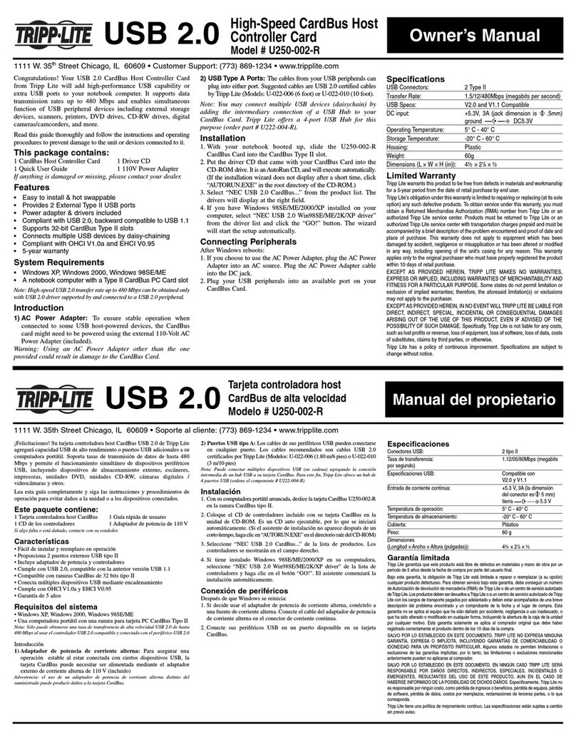 Tripp Lite U250-002-R owner's manual