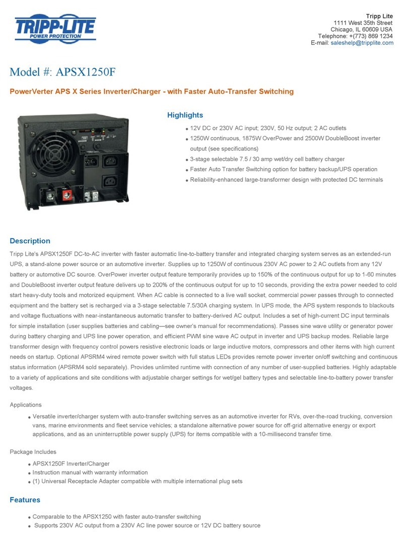 Tripp Lite APSX1250F User manual