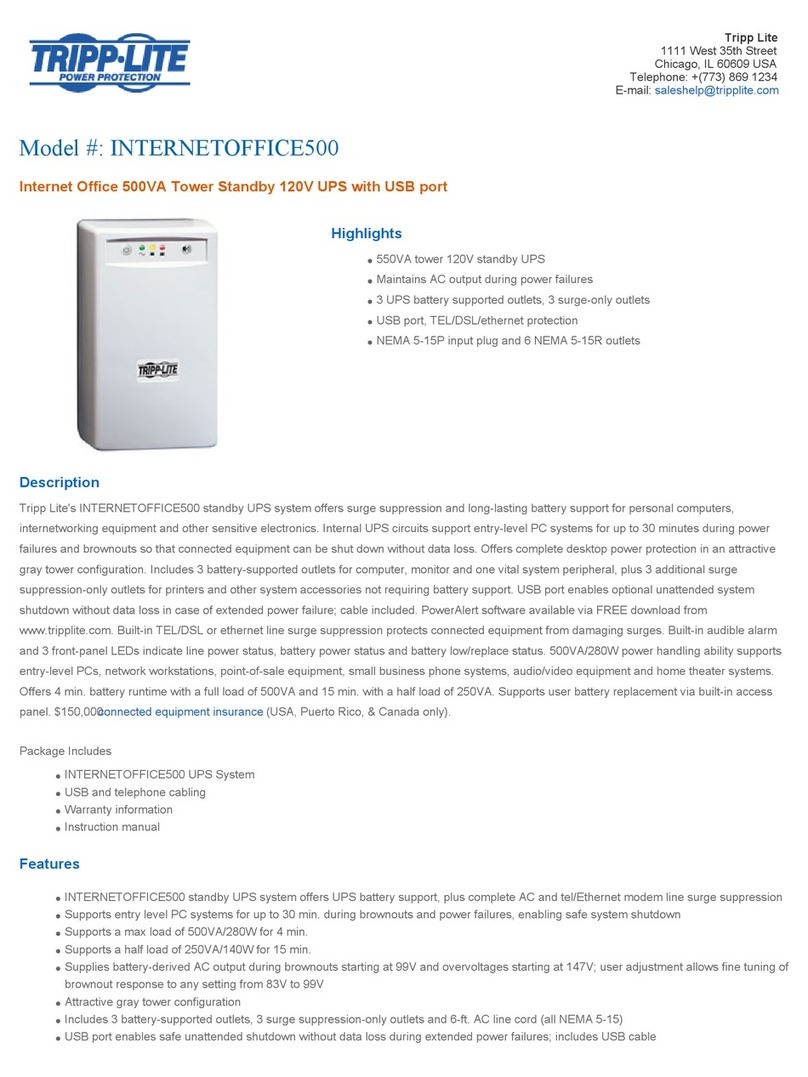 Tripp Lite OmniPro 500 Specification sheet Tripp Lite OmniPro 500 Specification sheet