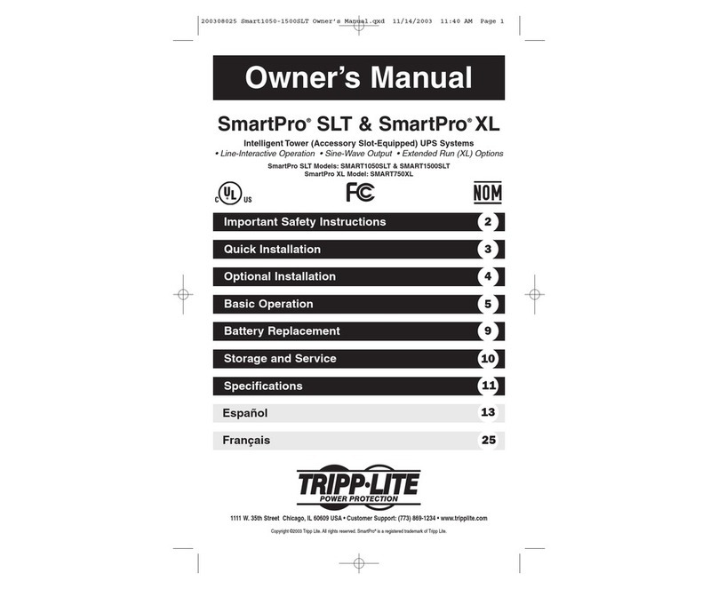 Tripp Lite 1500SLT User manual