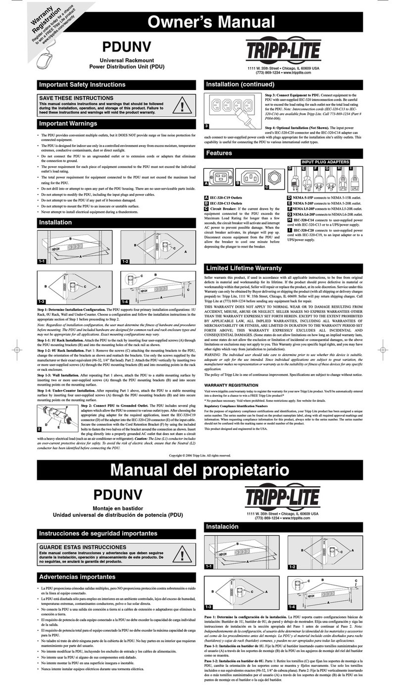 Tripp Lite PDUNV User manual