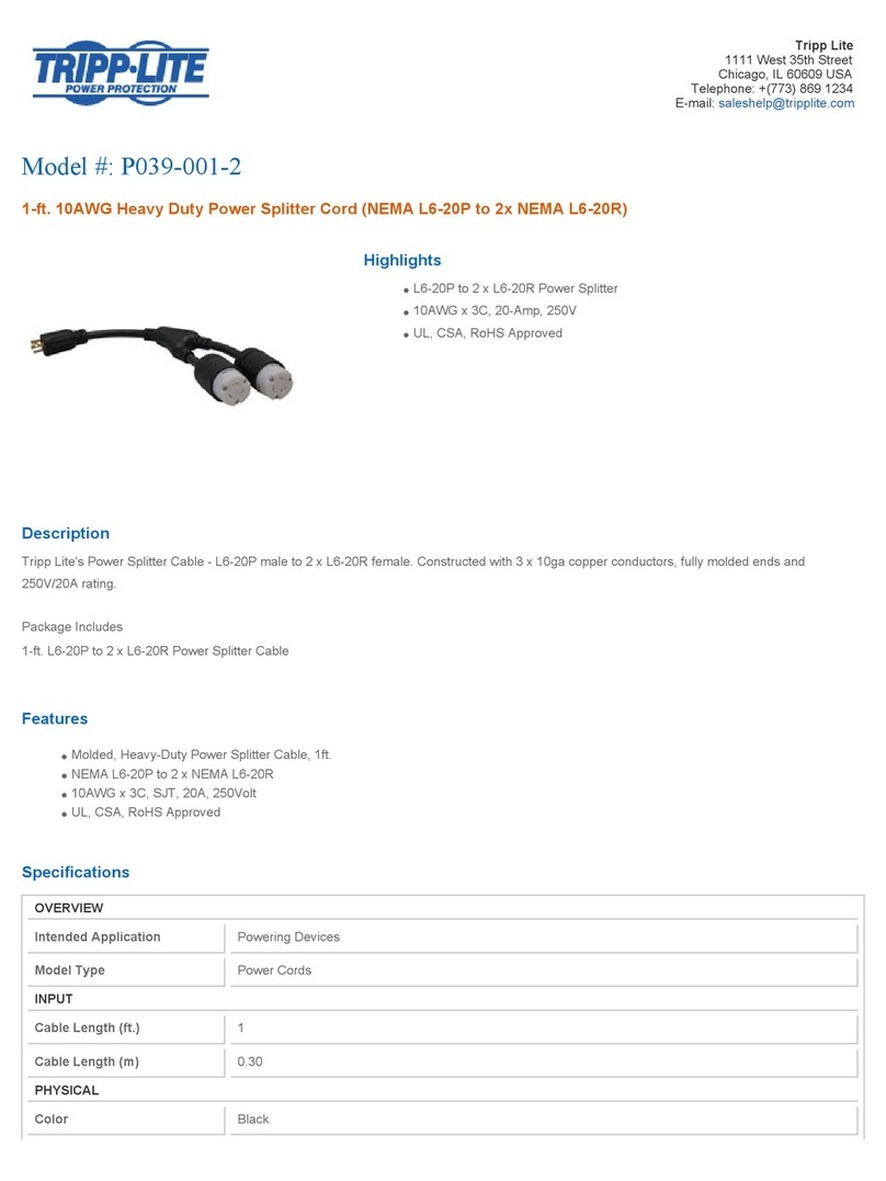 Tripp Lite P039-001-2 Specification sheet