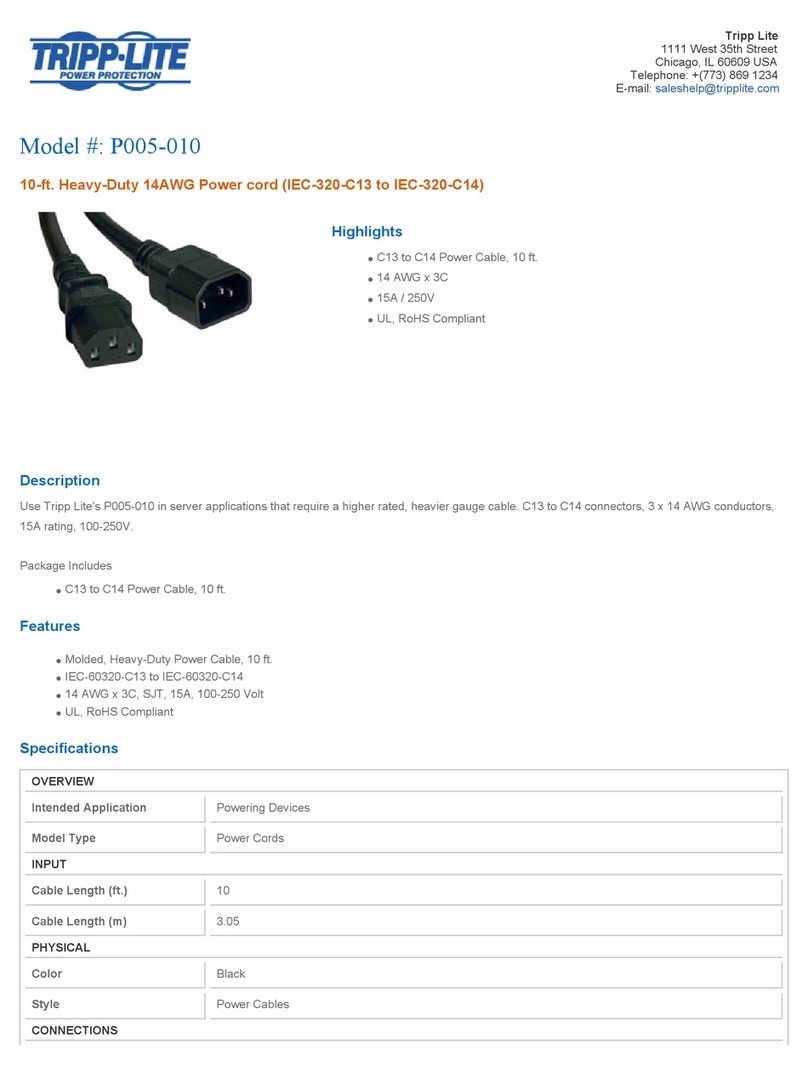 Tripp Lite P005-010 Specification sheet