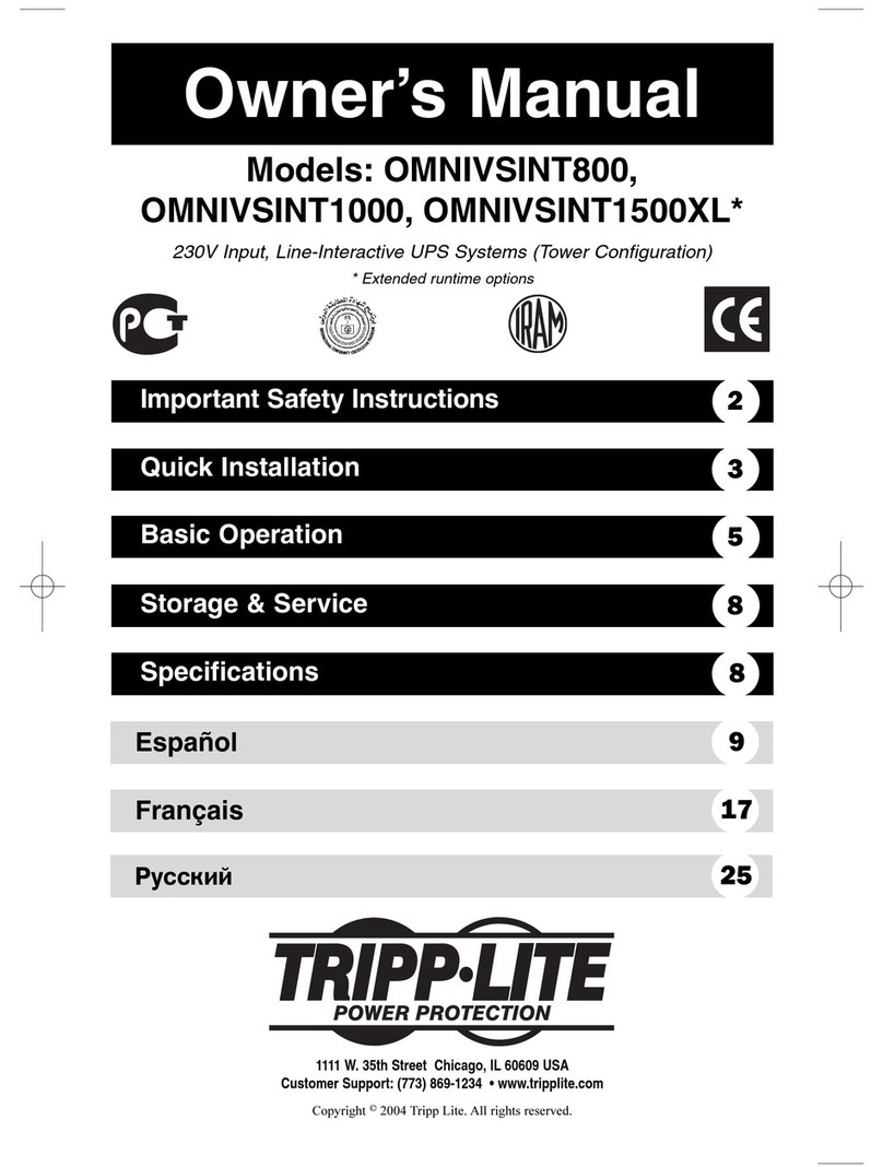 Tripp Lite OMNIVSINT1000 User manual Tripp Lite OMNIVSINT1000 User manual