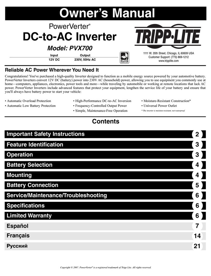 Tripp Lite PowerVerter PVX700 owner's manual Tripp Lite PowerVerter PVX700 owner's manual