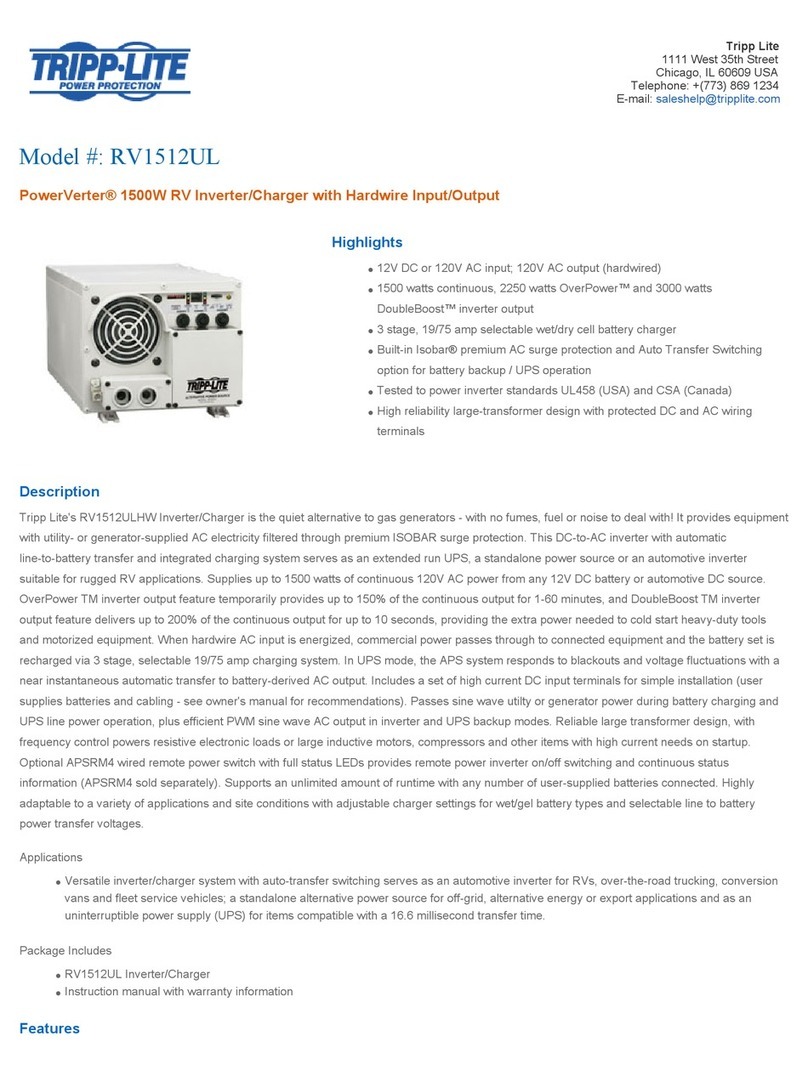 Tripp Lite PowerVerter RV Inverter/Charger RV1512UL User manual